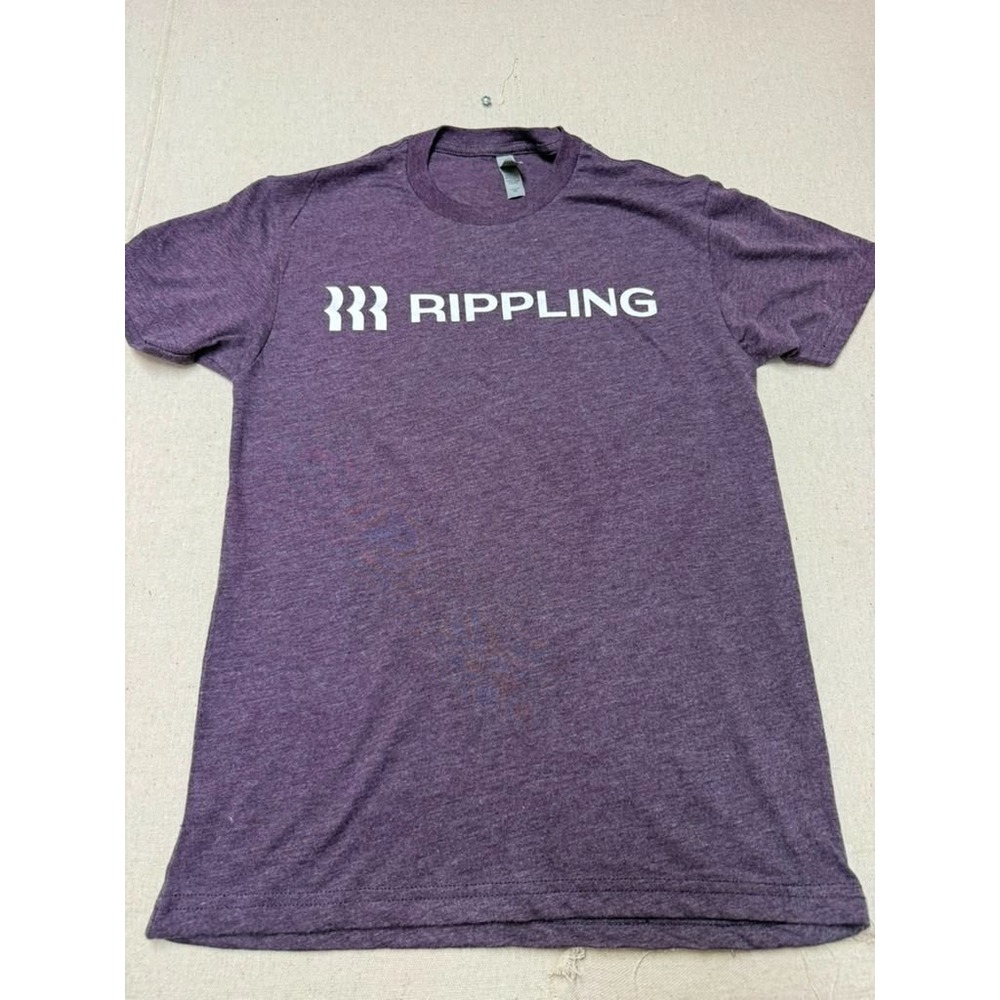 Rippling Next Level Apparel Purple Graphic Logo T-Shirt Size XS [A81]